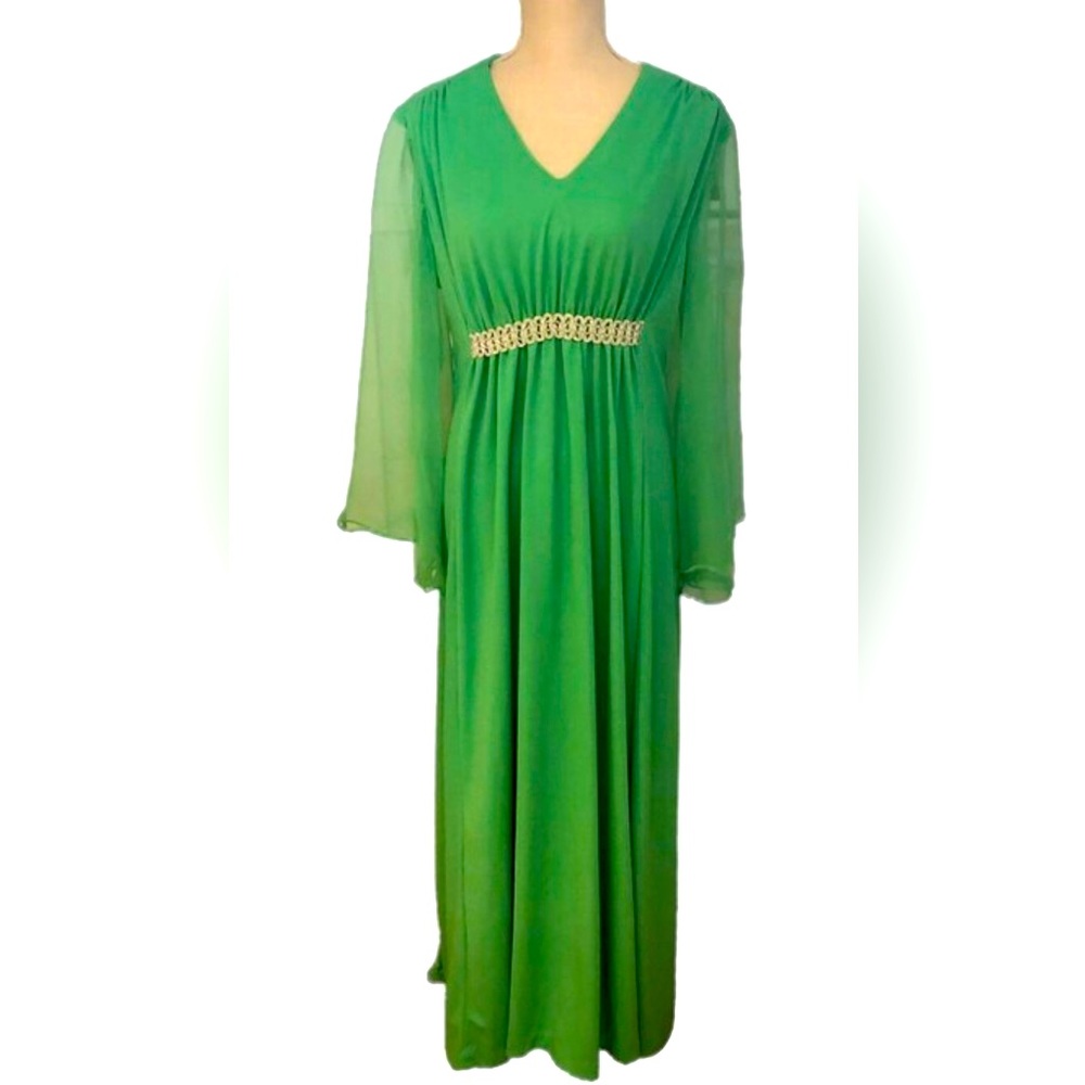 COPY - COPY - Vintage gown maxi dress from 1970 EUC XL Kelly green